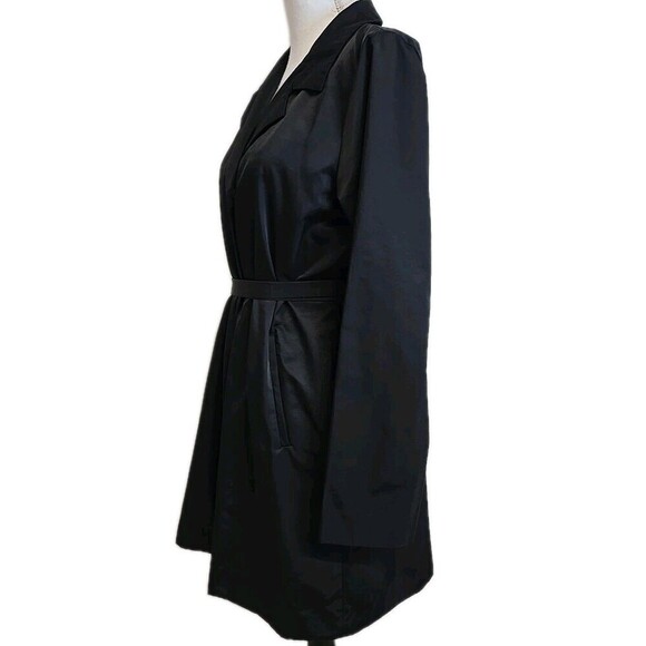 Eileen Fisher Trench Coat Windbreaker Raincoat Belted Pockets Black Women’s Sz S - Picture 3 of 11